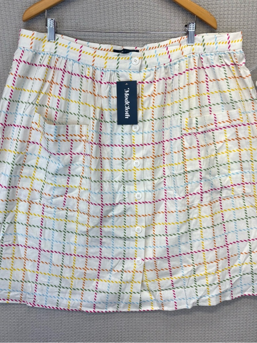NWT ModCloth Creative Direction A Line Skirt Rainbow Plaid Artsy Women Plus 20